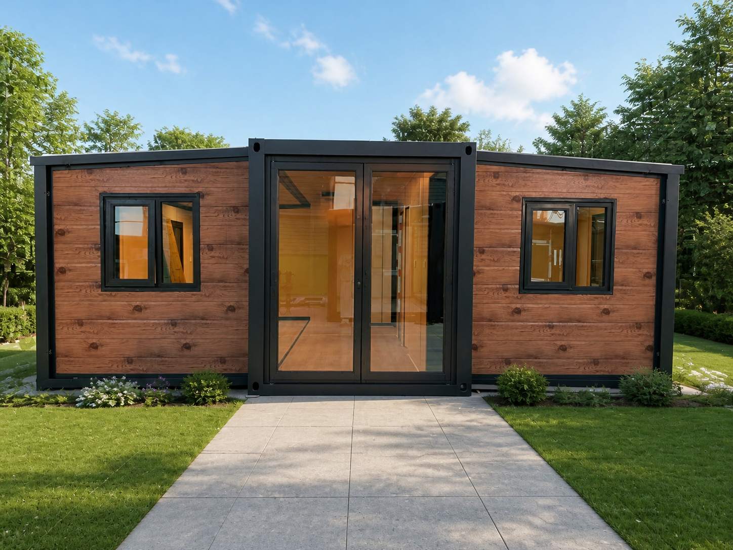 20ft dual-wing expandable container house with 37.87m² expanded area